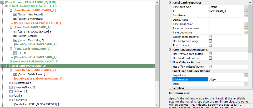 Setting the Minimum size for the Detail View's Panel Card to
300px.